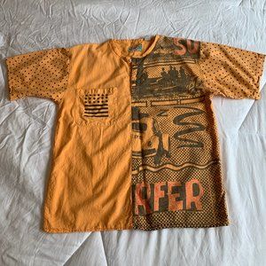 SERGIO Vintage Orange Quarter Button Shirt - Large